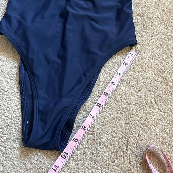 Aerie Maillot De Bain Navy Lace Up Deep Plunge Front One Piece Swimsuit   Size S - Picture 5 of 9